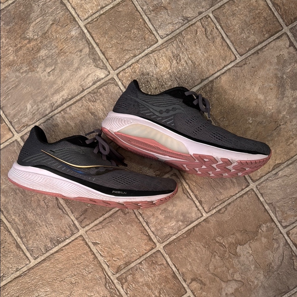 Saucony Black and Pink Athletic Shoes with Cushioned Sole